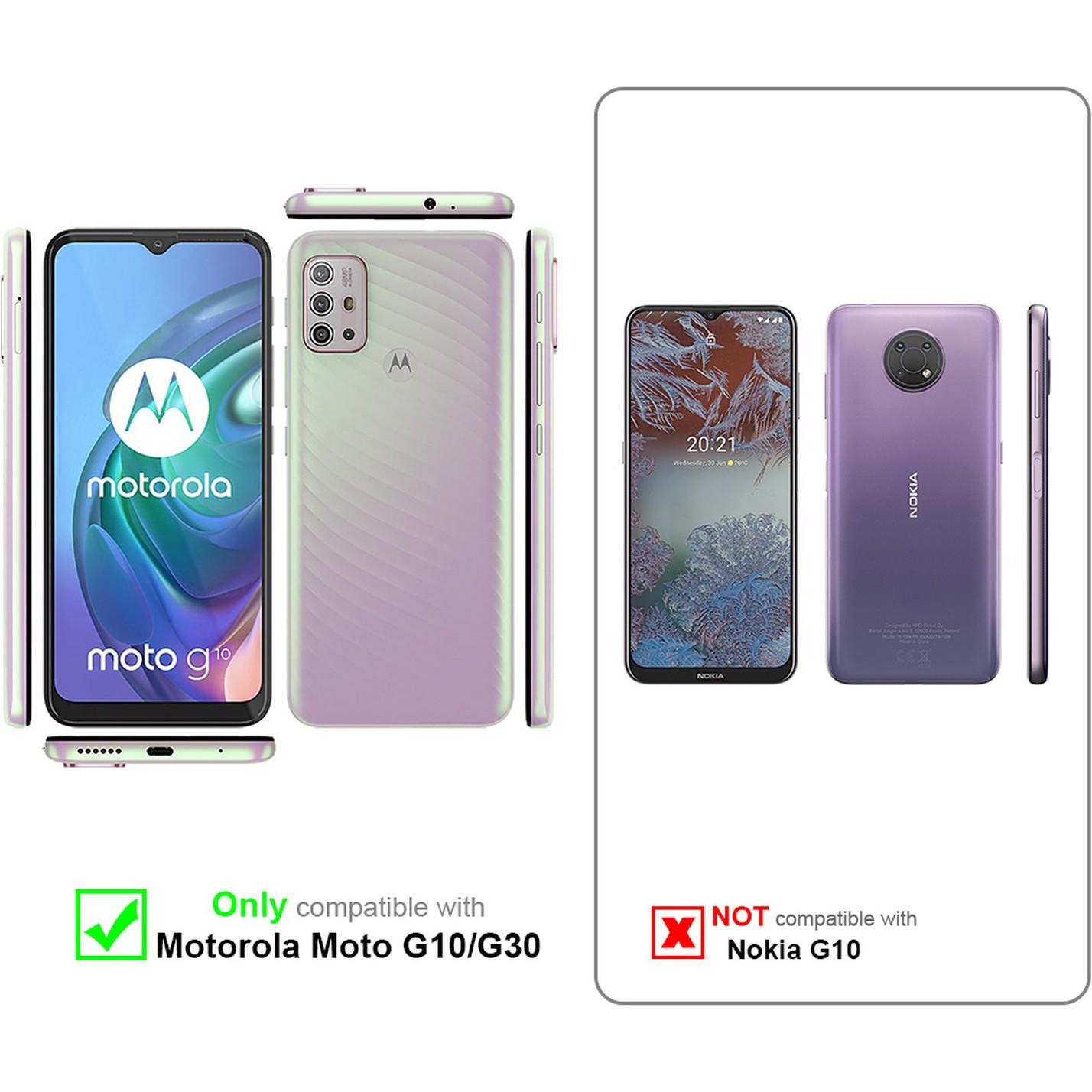 Thumbnail - Cadorabo Book Invis. Magnet Hülle (Motorola Moto G10, Motorola Moto G30), Smartphone Hülle, Rot