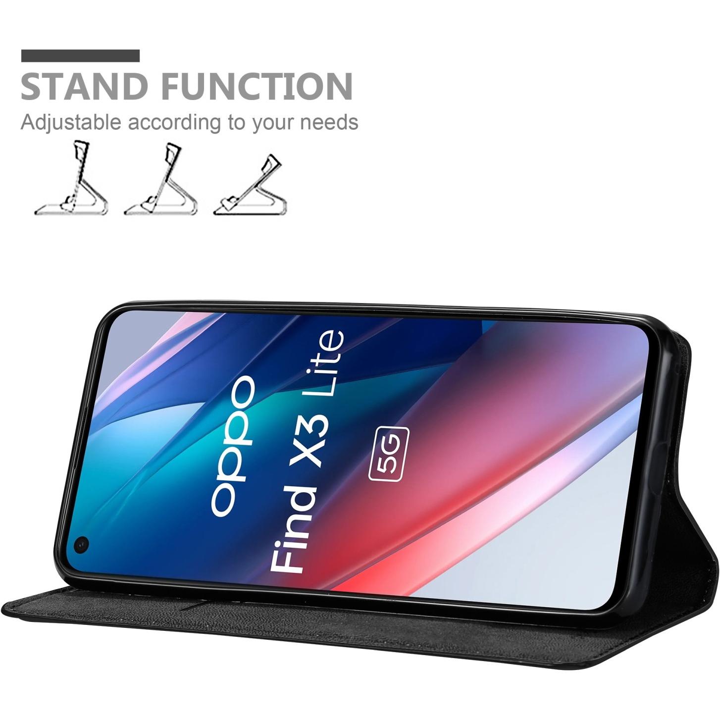 Thumbnail - Cadorabo Book Invis. Magnet Hülle (Oppo Find X3 Lite), Smartphone Hülle, Schwarz