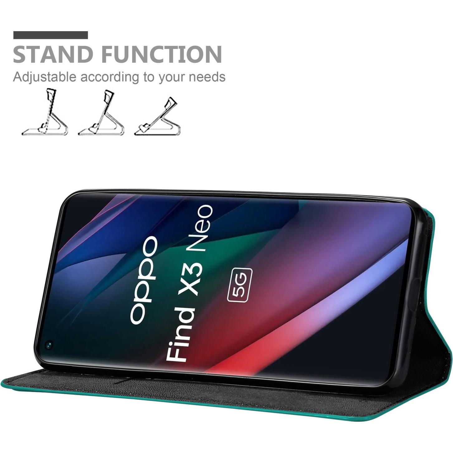 Thumbnail - Cadorabo Book Invis. Magnet Hülle (Oppo Find X3 Neo), Smartphone Hülle, Türkis