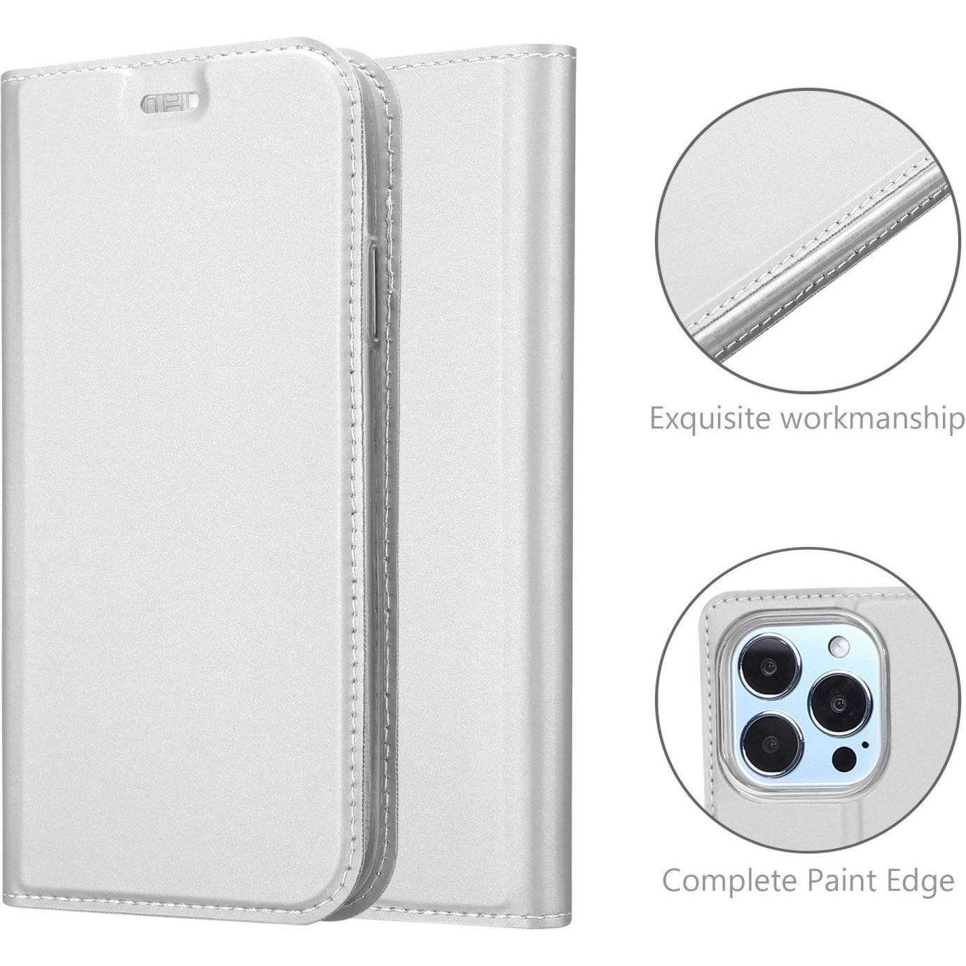 Thumbnail - Cadorabo Classy Book Hülle (Apple iPhone 13 Pro), Smartphone Hülle, Silber