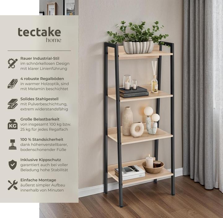 Produktbild tectake Leiterregal (57.50 x 57.50 x 138 cm)
