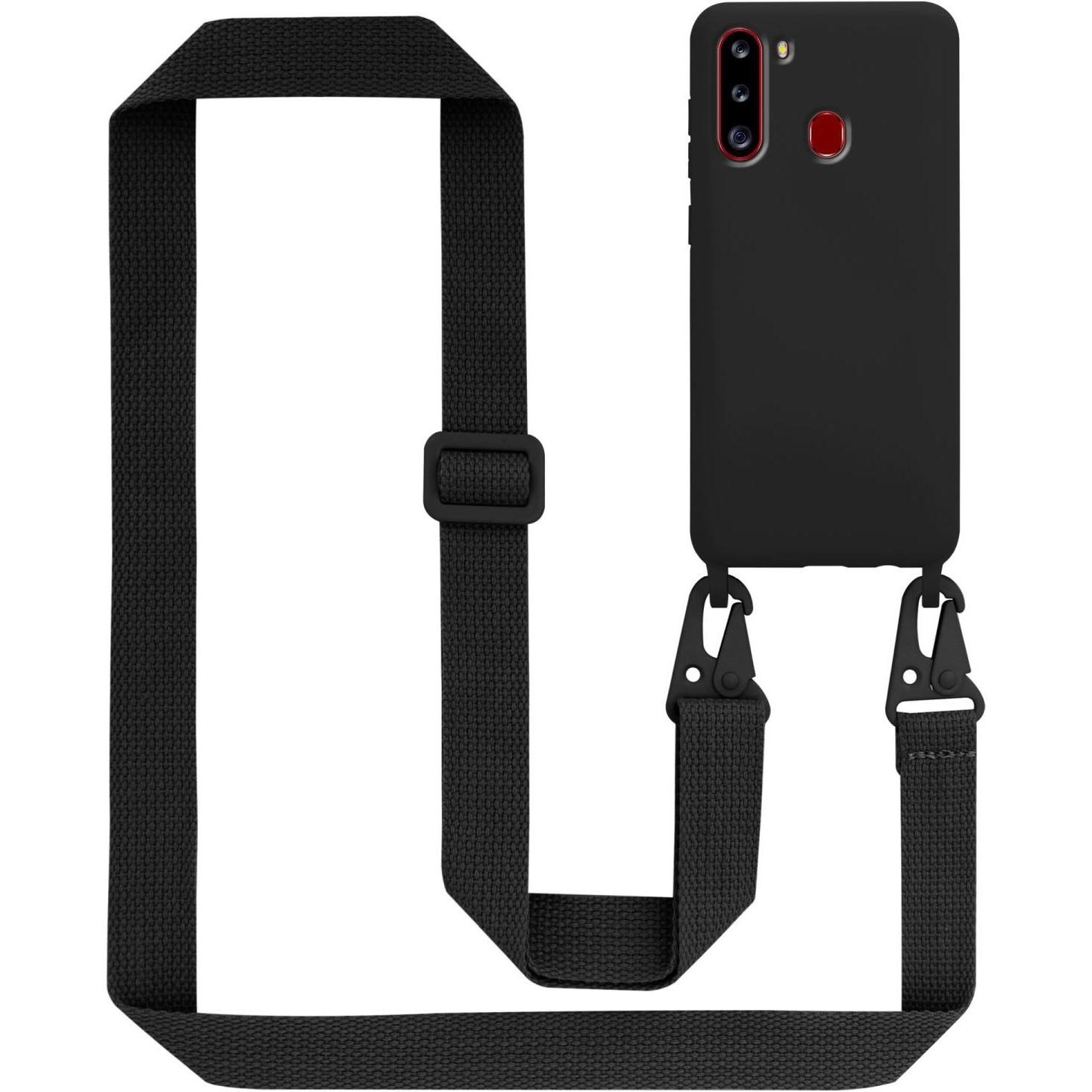 Cadorabo TPU Cover Handy Kette Liquid (Samsung Galaxy A21), Smartphone Hülle, Schwarz