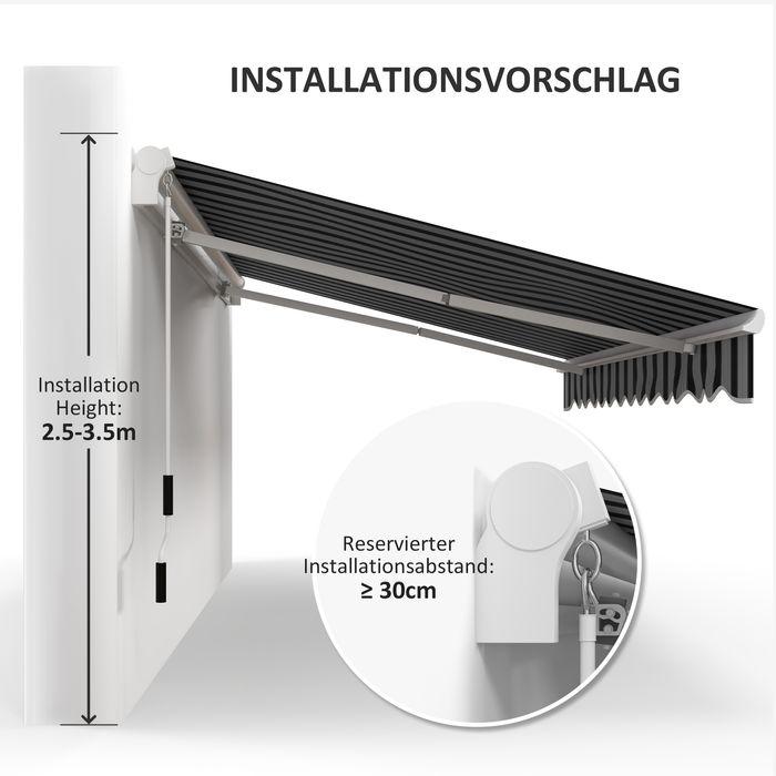 Immagine prodotto Swisshandel24 Tenda da sole per balcone, 3,95x2,45x3,50 m, resistente ai raggi UV, per tutte le superfici, con (2.45 m)