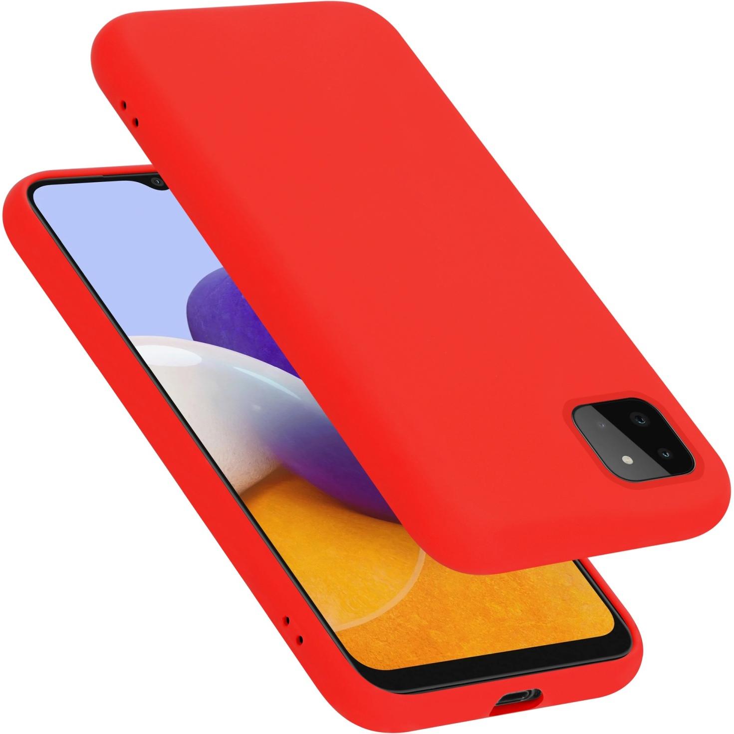 Cadorabo TPU Liquid Silicone Case Hülle (Samsung Galaxy A22 5G), Smartphone Hülle, Rot