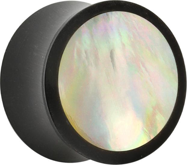 Produktbild Star Piercing Flared Plug aus Wasserbüffelhorn und Perlmutt-Einsatz (Mineralisch, ohne Messing, Organisch)