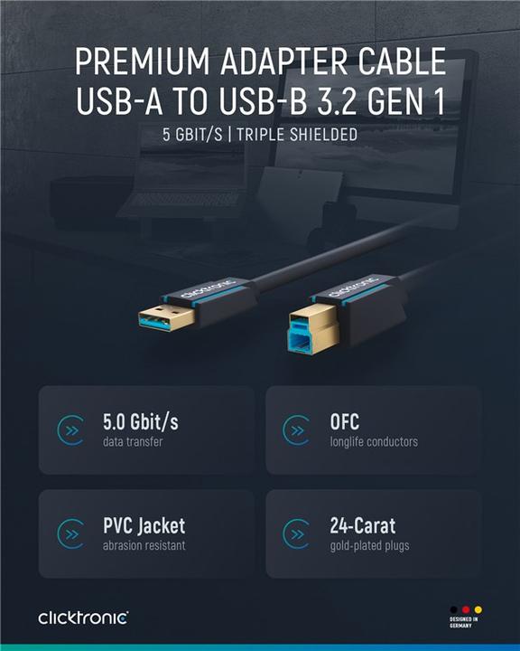 Produktbild clicktronic USB-A - USB-B SuperSpeed (0.50 m, USB 3.0)