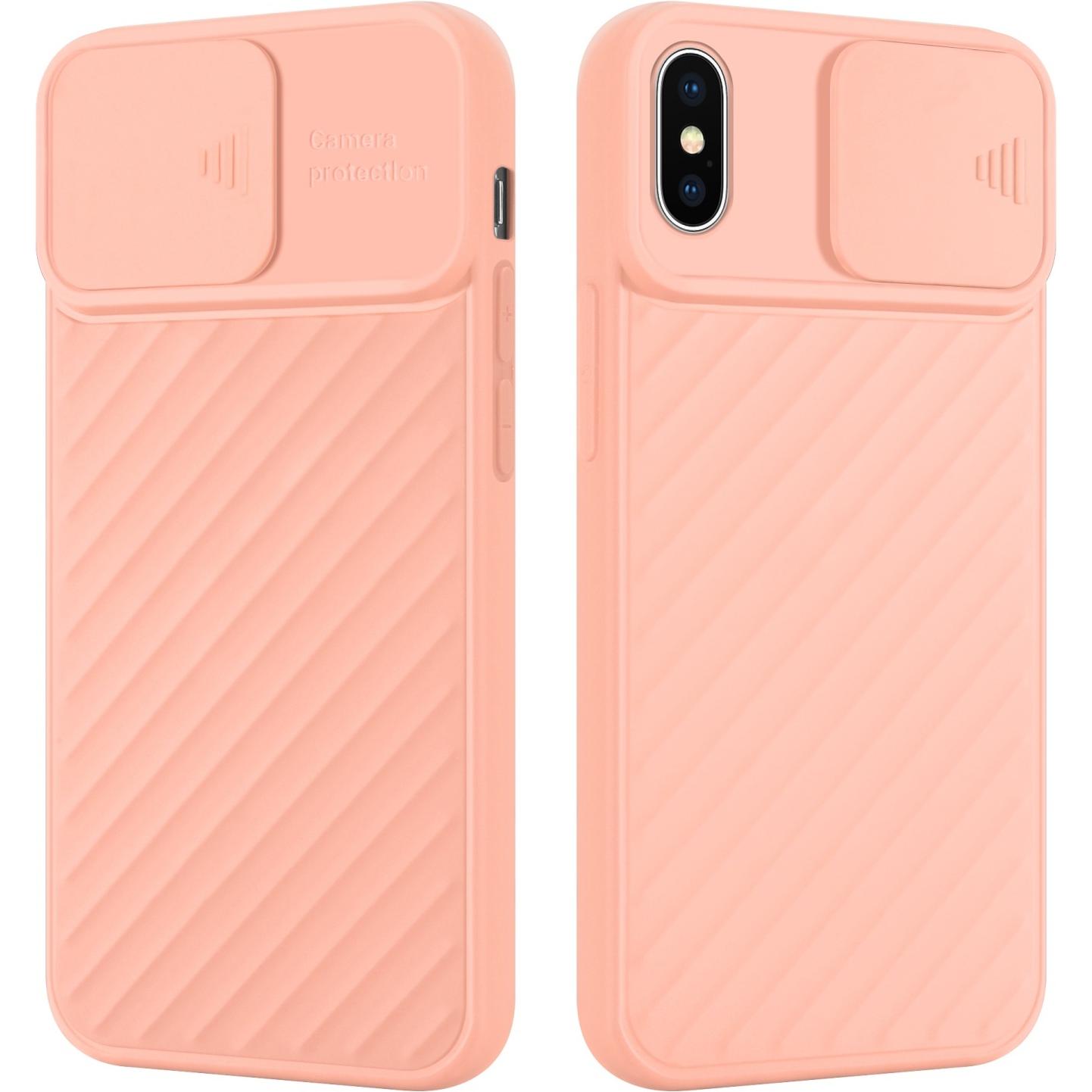 Cadorabo TPU Cover mit Kamera Schutz (Apple iPhone X), Smartphone Hülle, Rosa
