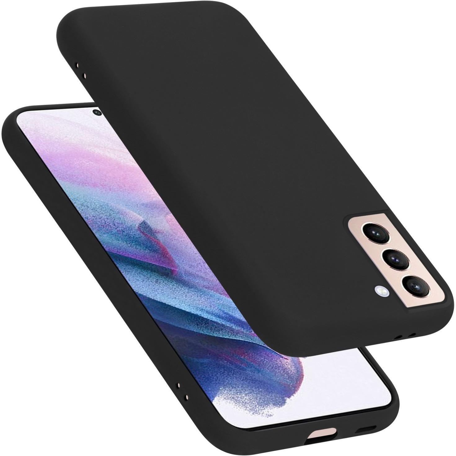 Cadorabo TPU Liquid Silicone Case Hülle (Samsung Galaxy S22+), Smartphone Hülle, Schwarz
