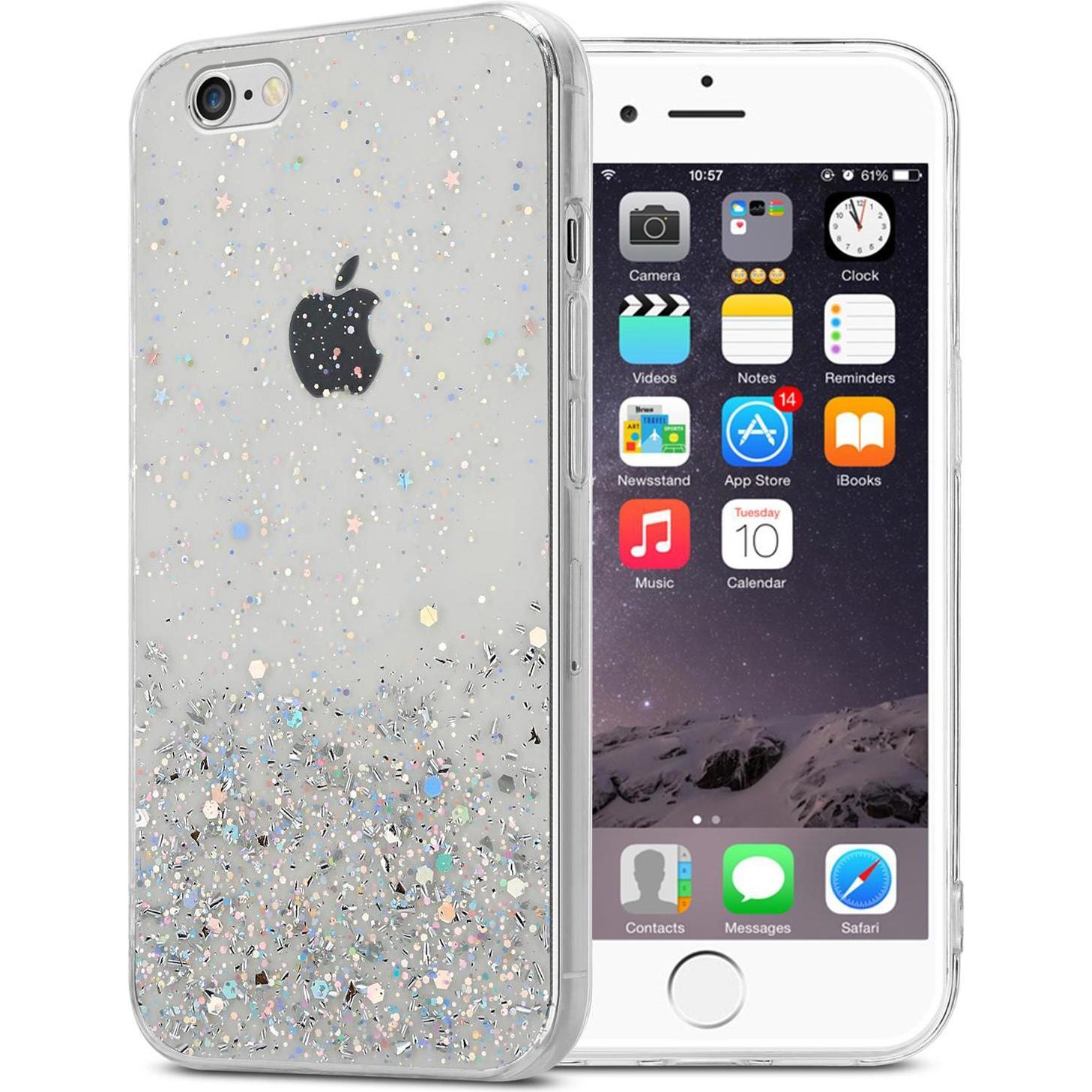 Cadorabo TPU Cover funkelnder Glitter (Apple iPhone 6), Smartphone Hülle, Transparent