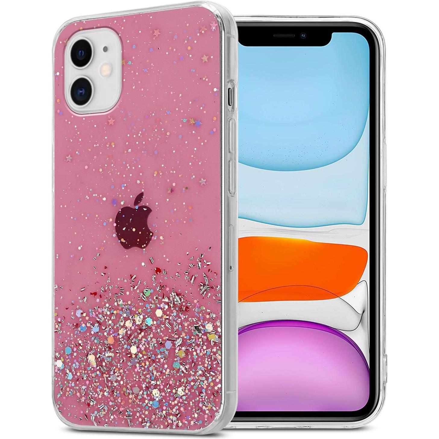 Cadorabo TPU Cover funkelnder Glitter (Apple iPhone 11 Pro Max), Smartphone Hülle, Rosa