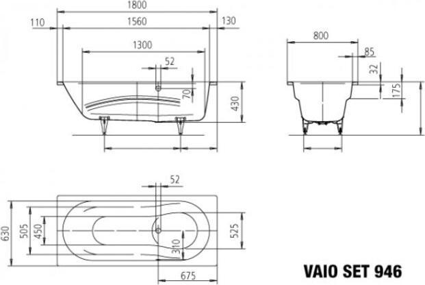 Produktbild Kaldewei Vaio Set 946 180x80cm 23460001