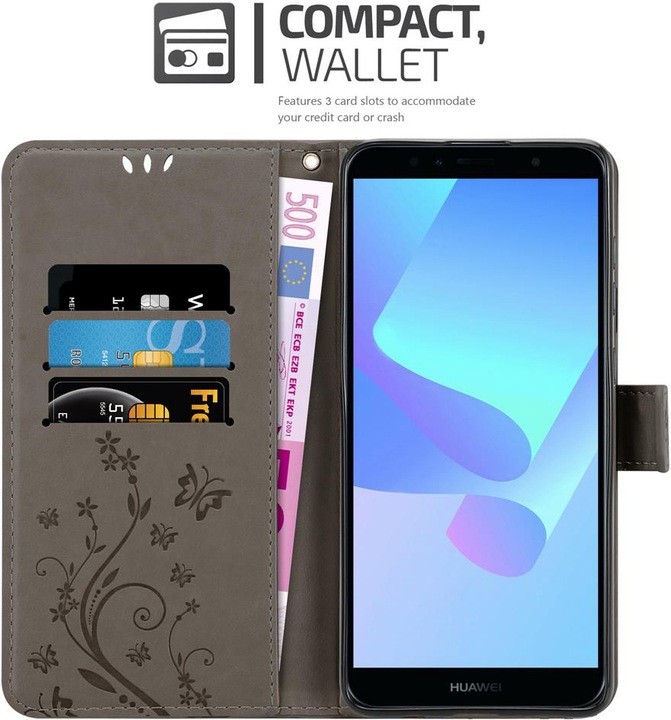 Actual product image Cadorabo Flower Book cover (Huawei Y6 Prime (2018), Huawei Honor 7a)