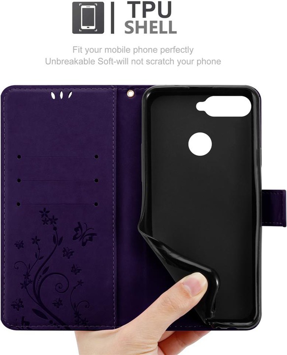 Actual product image Cadorabo Flower Book cover (LG Q7a, Huawei Y6 Prime (2018))