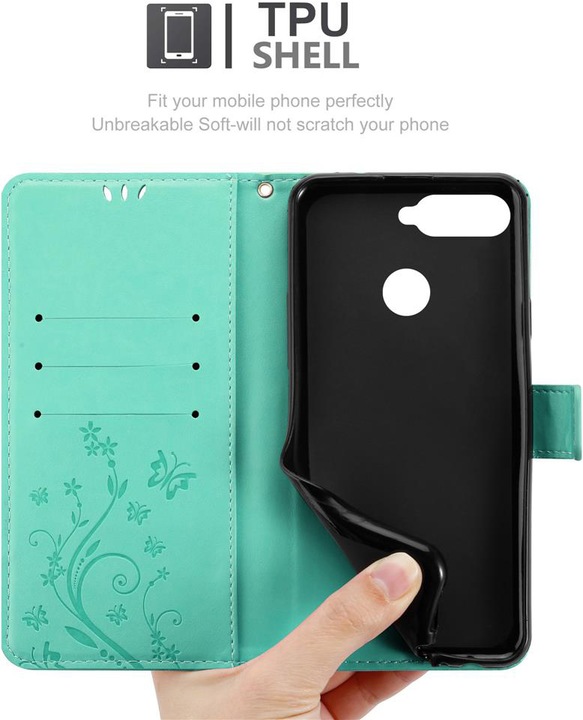 Actual product image Cadorabo Flower Book cover (Huawei Y6 Prime (2018), Huawei Honor 7a)