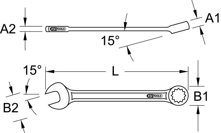 Actual product image KS Tools XL Combination wrench angled (9 mm)