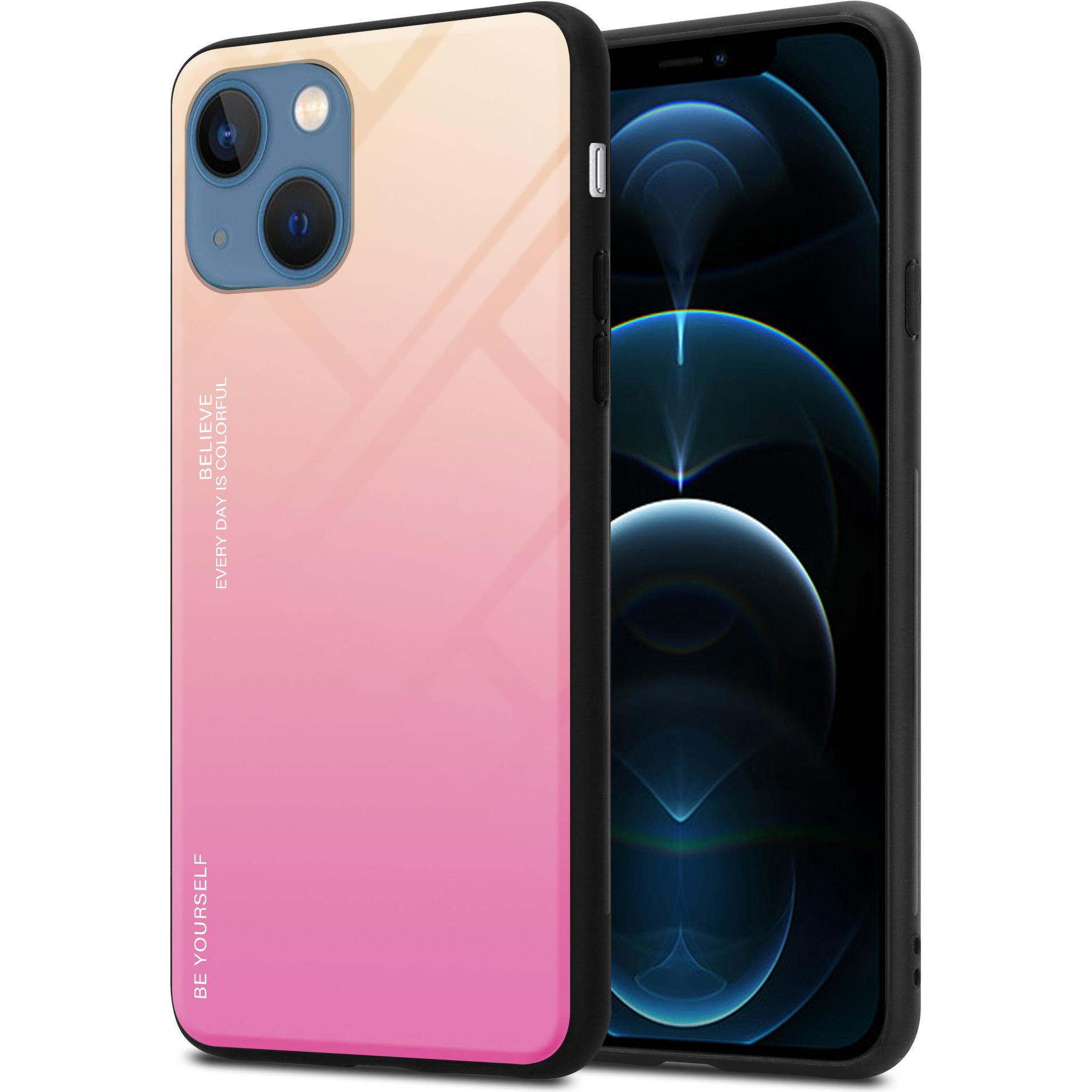 Cadorabo TPU 2 Farben Glas Hülle (Apple iPhone 13 mini), Smartphone Hülle, Schwarz