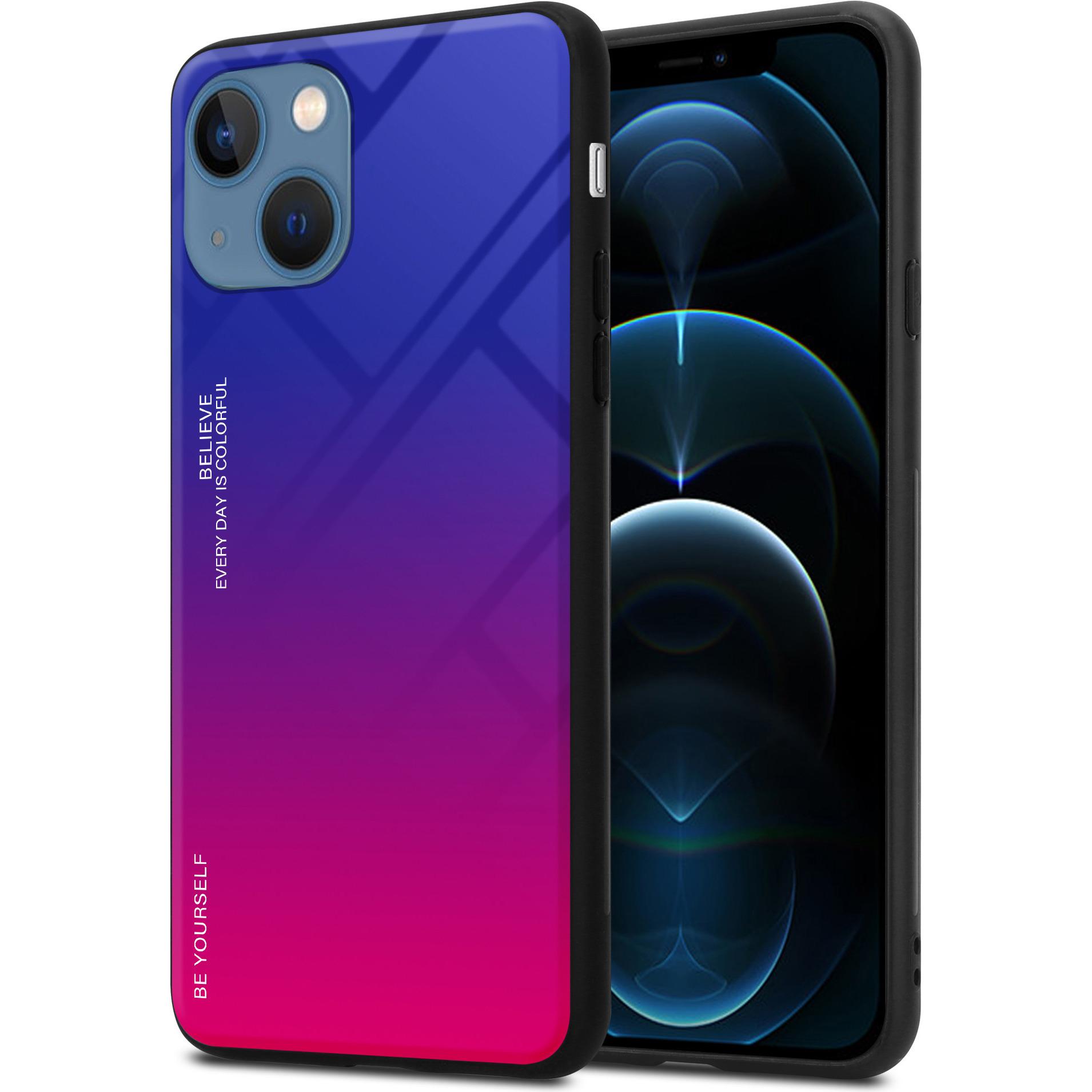 Cadorabo TPU 2 Farben Glas Hülle (Apple iPhone 13), Smartphone Hülle, Schwarz
