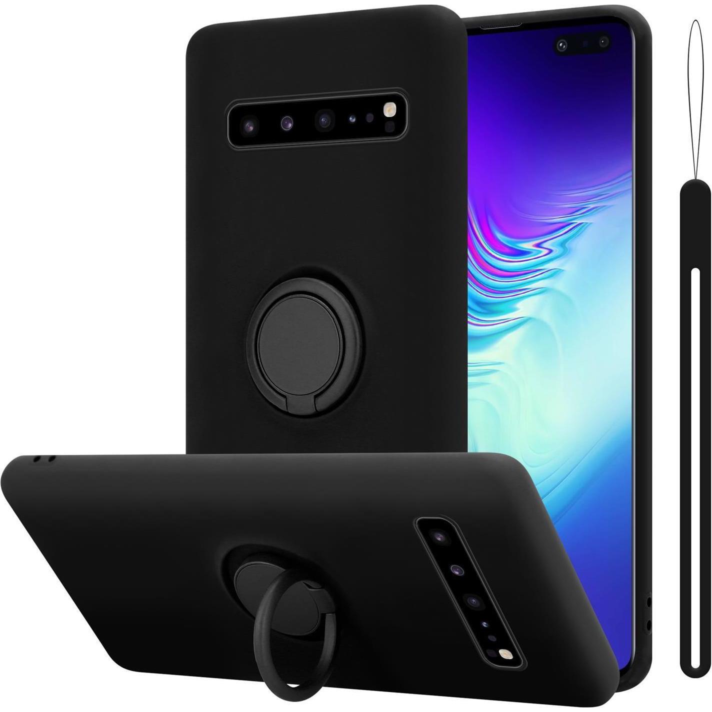Cadorabo TPU Liquid Ring Silicone Case Hülle (Samsung Galaxy S10 5G), Smartphone Hülle, Schwarz