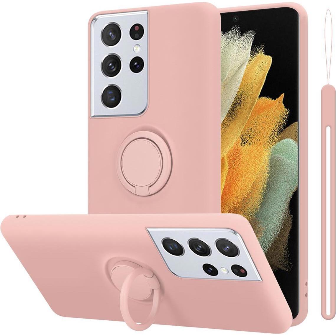 Cadorabo TPU Liquid Ring Silicone Case Hülle (Samsung Galaxy S21 Ultra), Smartphone Hülle, Rosa