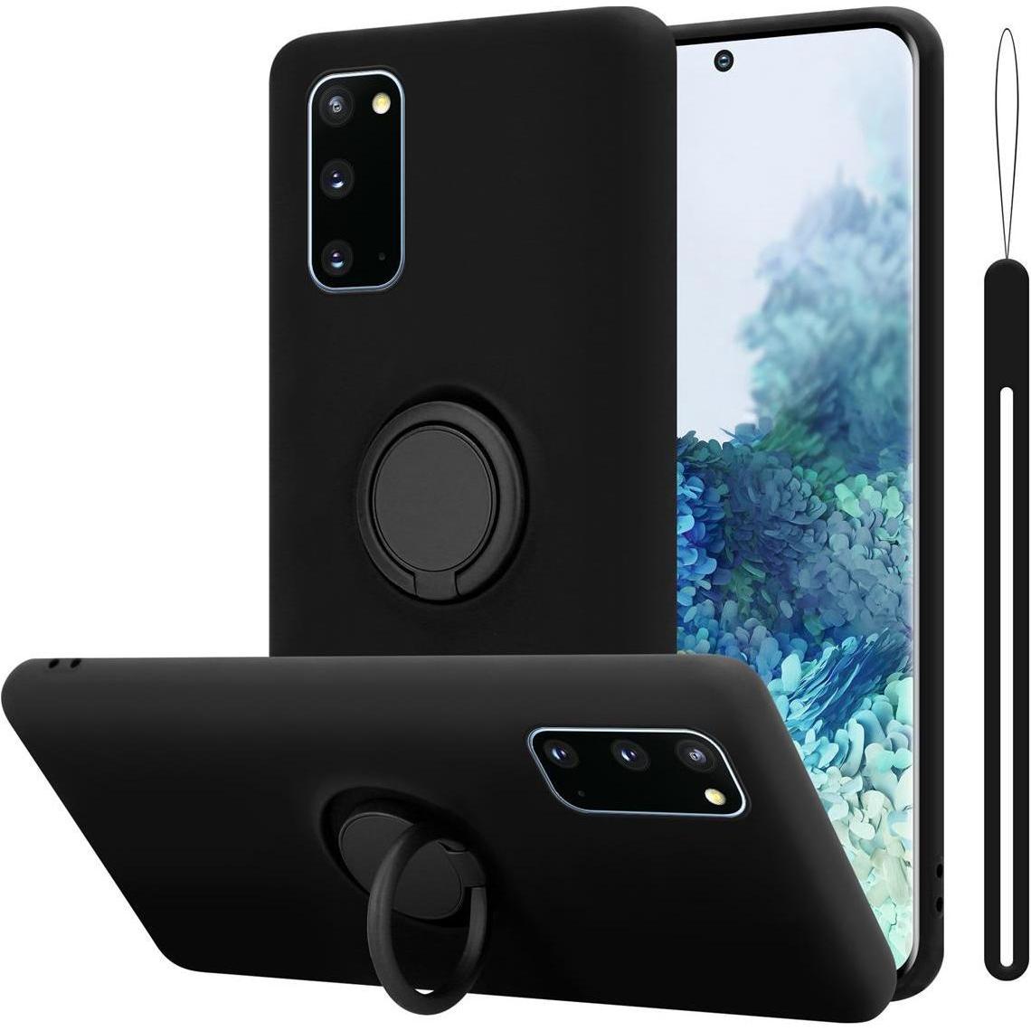 Cadorabo TPU Liquid Ring Silicone Case Hülle (Samsung Galaxy S20+), Smartphone Hülle, Schwarz