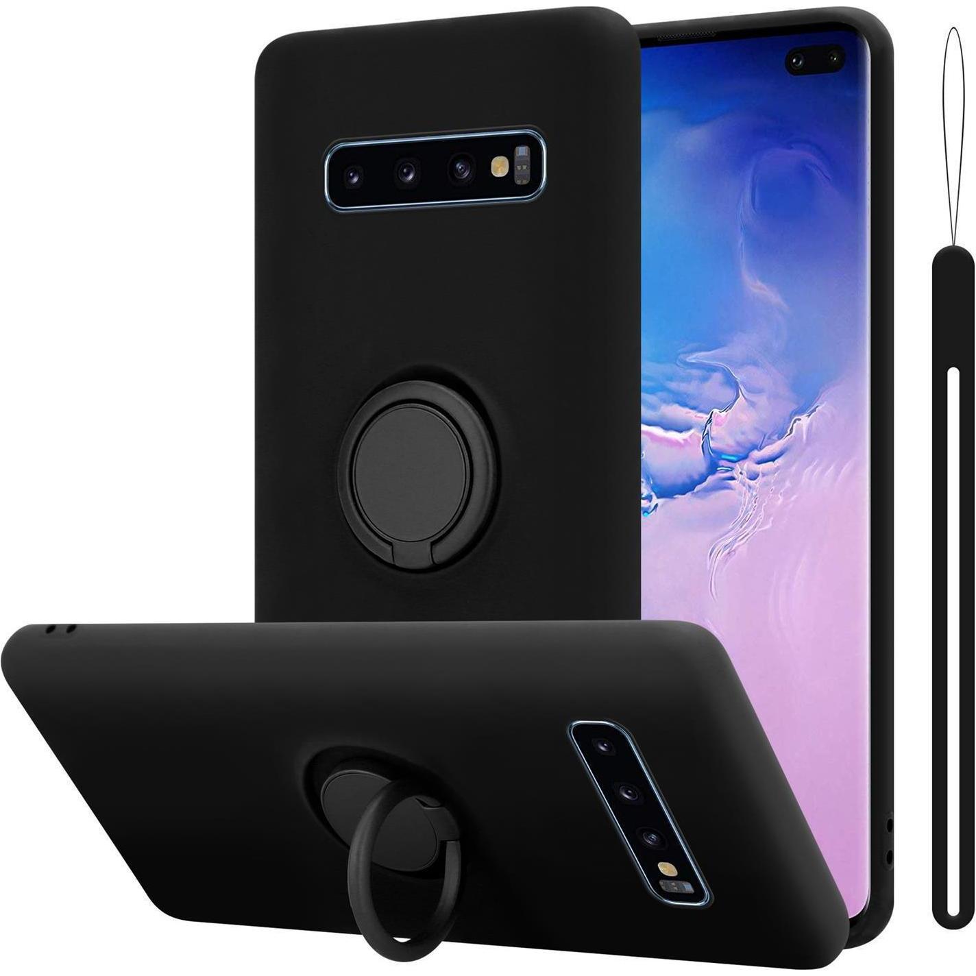 Cadorabo TPU Liquid Ring Silicone Case Hülle (Samsung Galaxy S10), Smartphone Hülle, Schwarz