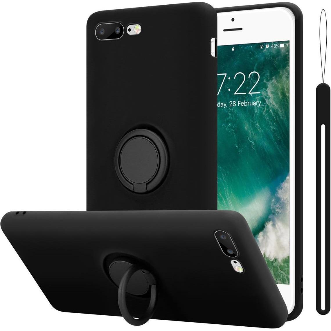 Cadorabo TPU Liquid Ring Silicone Case Hülle (Apple iPhone 7 Plus), Smartphone Hülle, Schwarz