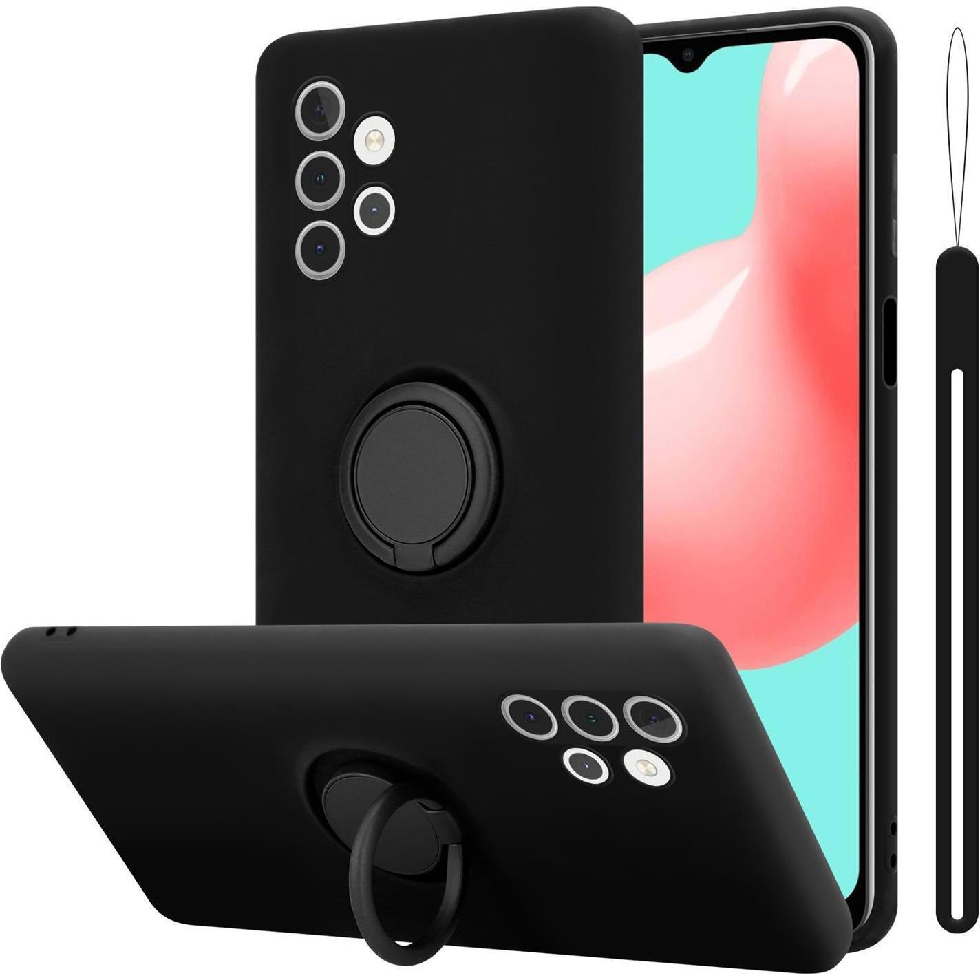 Cadorabo TPU Liquid Ring Silicone Case Hülle (Samsung Galaxy A32 5G), Smartphone Hülle, Schwarz