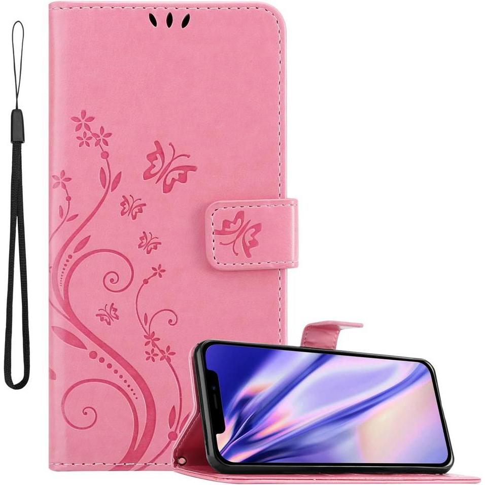 Cadorabo Flower Book Hülle (Apple iPhone 12 mini), Smartphone Hülle, Rosa