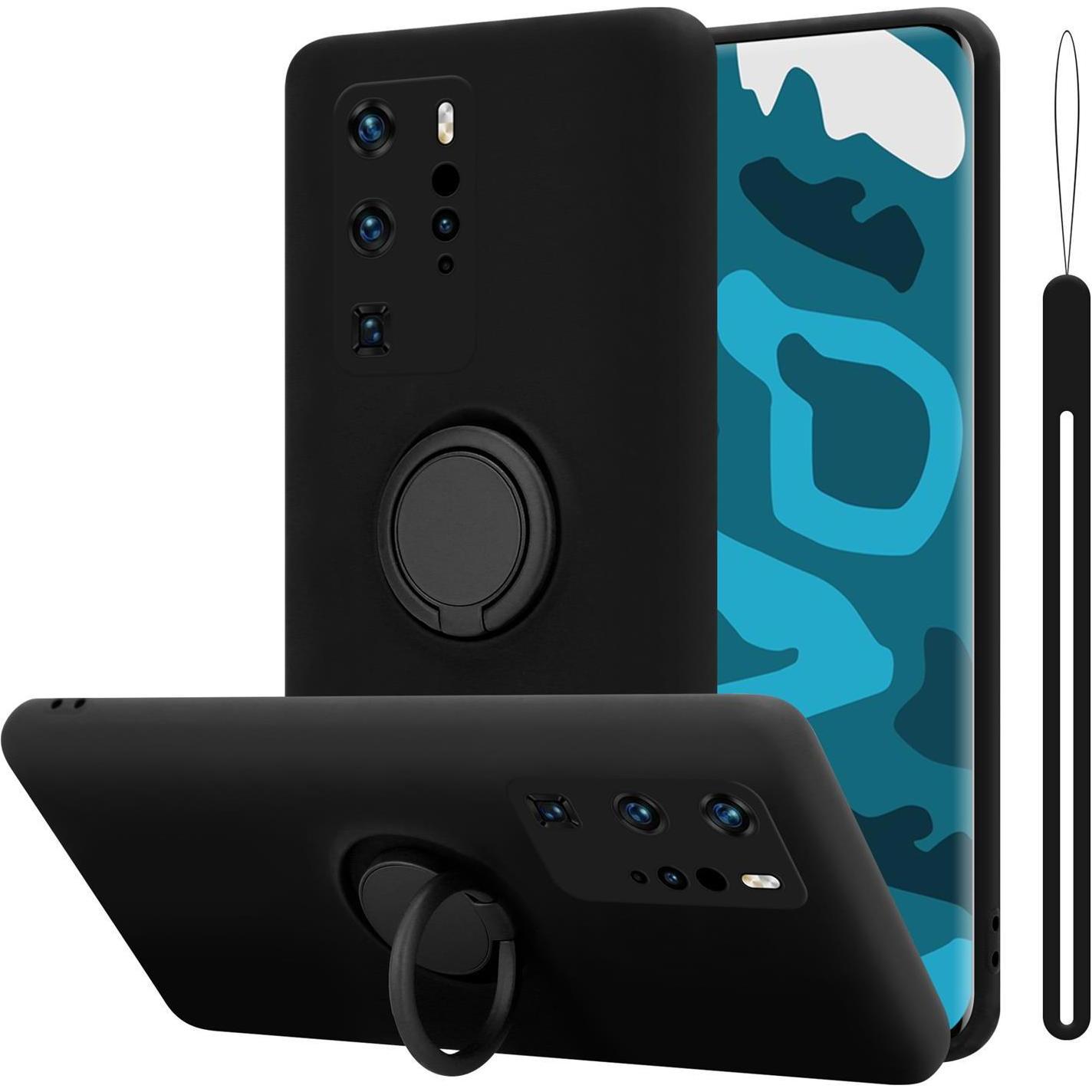 Cadorabo TPU Liquid Ring Silicone Case Hülle (Huawei P40 Pro+), Smartphone Hülle, Schwarz