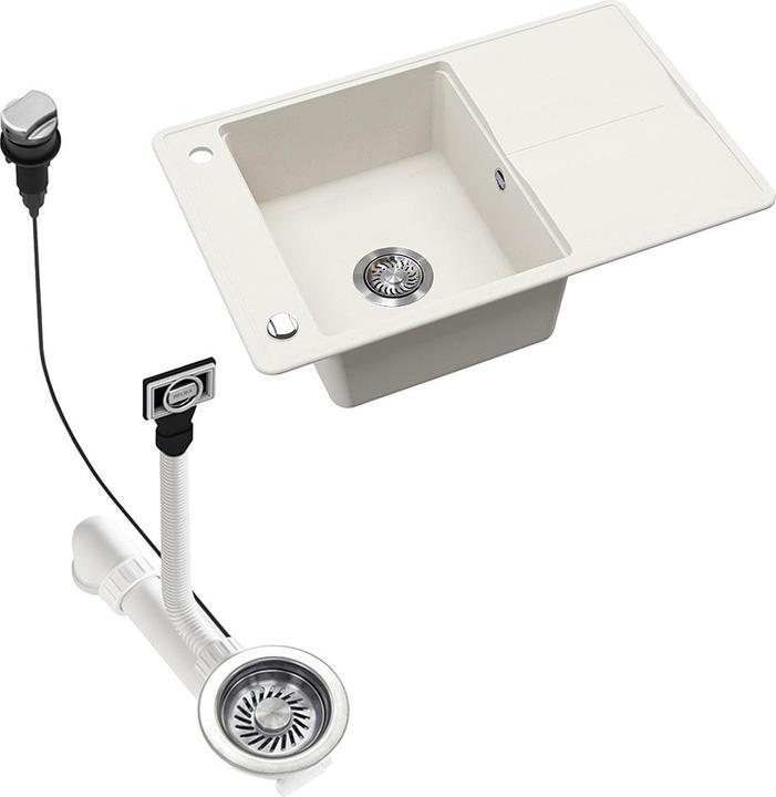 Produktbild Bergström Spülbecken Kyoto, Weiss, 78 x 50 cm (Einbauspüle mit Abtropffläche, 50 cm, 78 cm)
