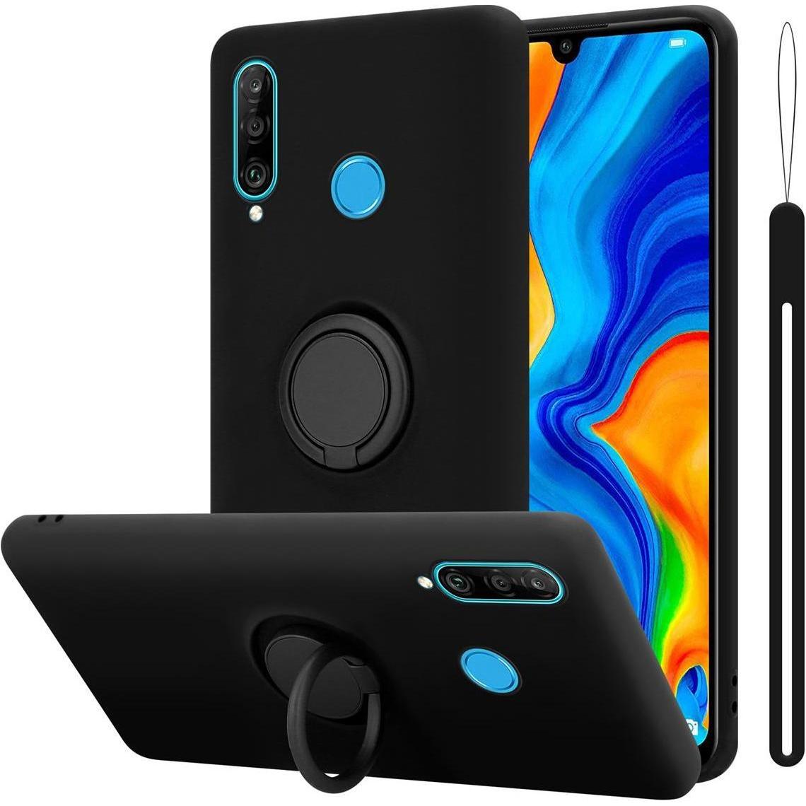 Cadorabo TPU Liquid Ring Silicone Case Hülle (Huawei P30 Lite), Smartphone Hülle, Schwarz