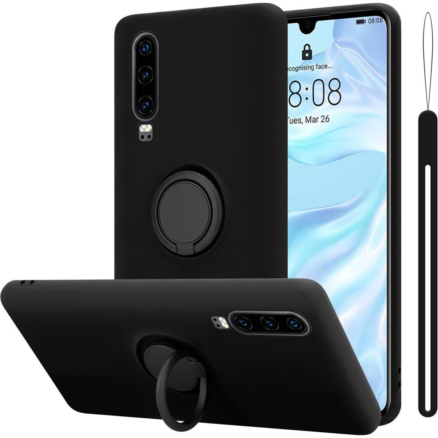Cadorabo TPU Liquid Ring Silicone Case Hülle (Huawei P30), Smartphone Hülle, Schwarz