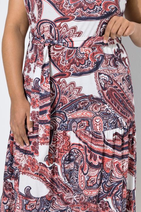 Produktbild Ulla Popken Maxikleid, Boho-Muster, Stehkragen, Volantsaum (46)