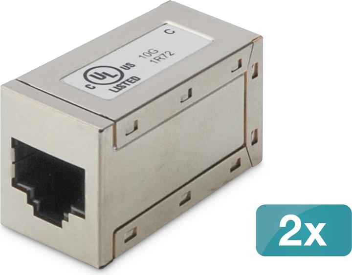 Actual product image Digitus Modular coupling, 8P8C, 1:1 shielded CAT6, metal housing, 2 pcs. (Network coupling)