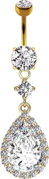 Immagine prodotto Star Piercing Banana placcata oro 14k con ciondolo in cristallo e gocce di cristallo (Ottone, Acciaio chirurgico 316L)