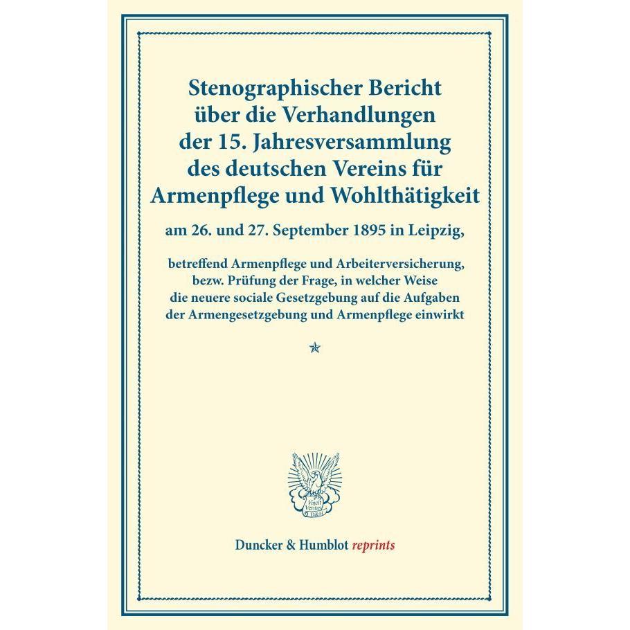 Stenographischer Bericht über die Verhandlungen der 15. Jahresversammlung des deutschen Vereins für, Fachbücher