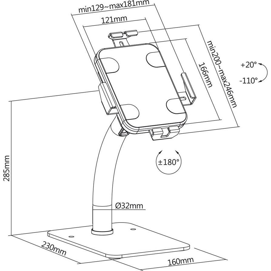 Thumbnail - Maclean Advertising desk tablet mount MC-468W, Tablet Halterung, Weiss