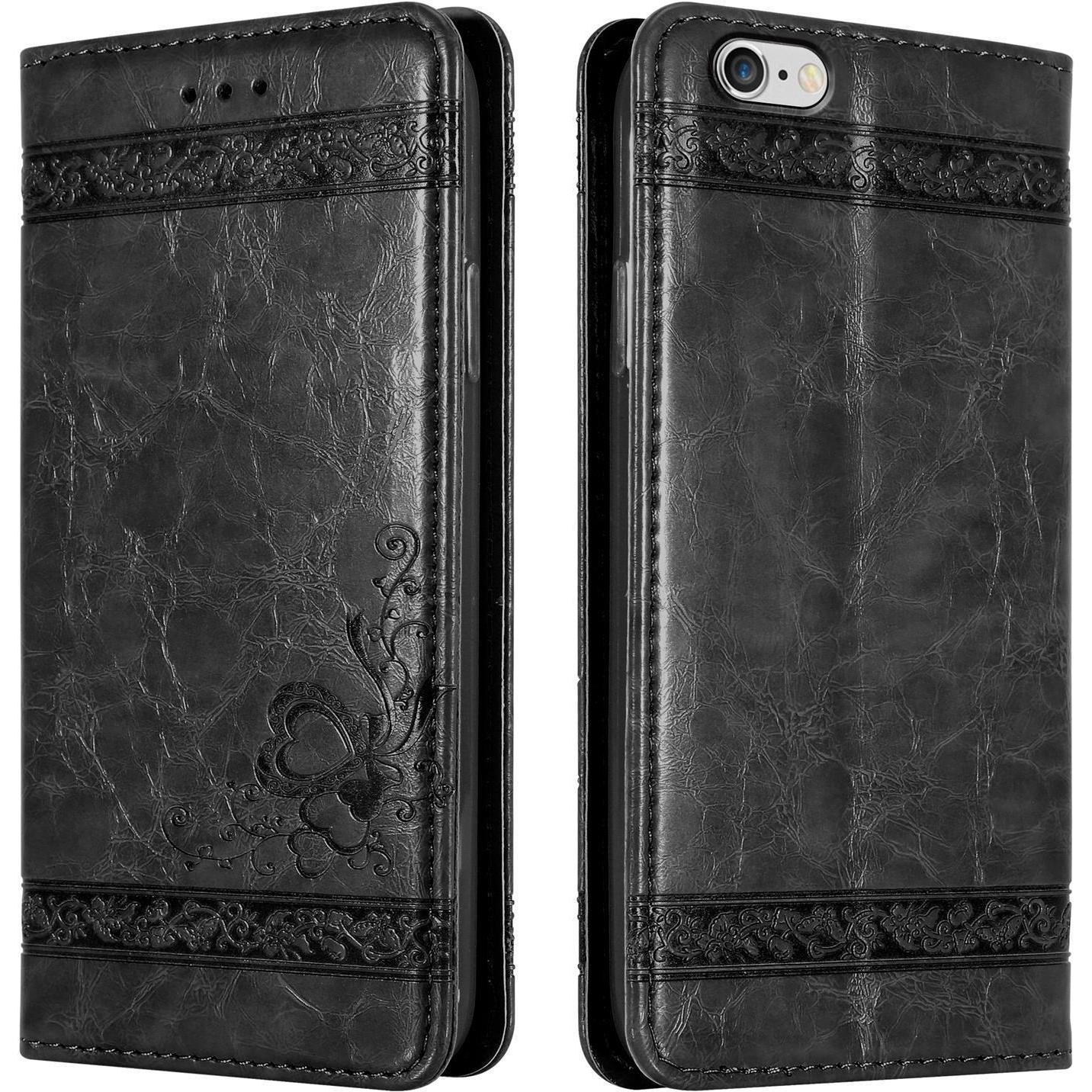 Cadorabo Book Hülle mit Ornamente (Apple iPhone 6), Smartphone Hülle, Schwarz