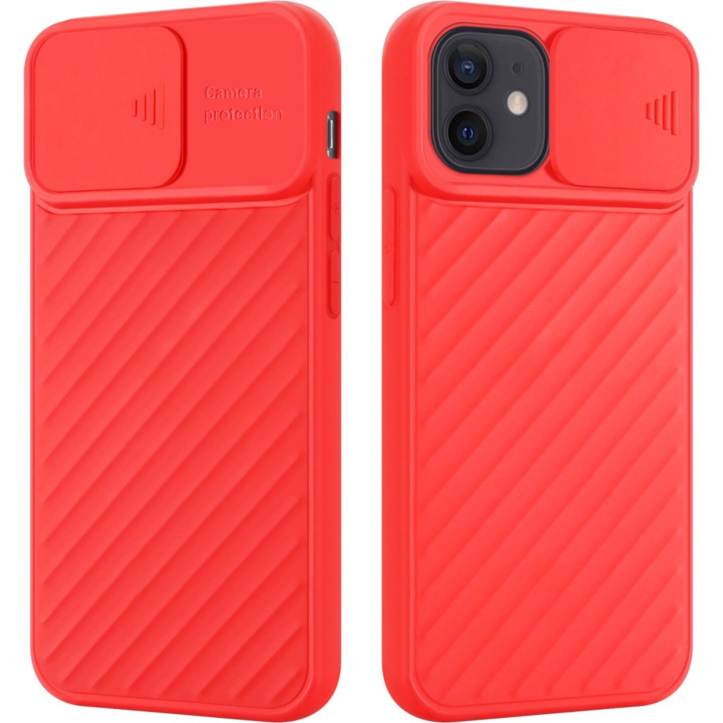 Cadorabo TPU Cover mit Kamera Schutz (Apple iPhone 12 mini), Smartphone Hülle, Rot