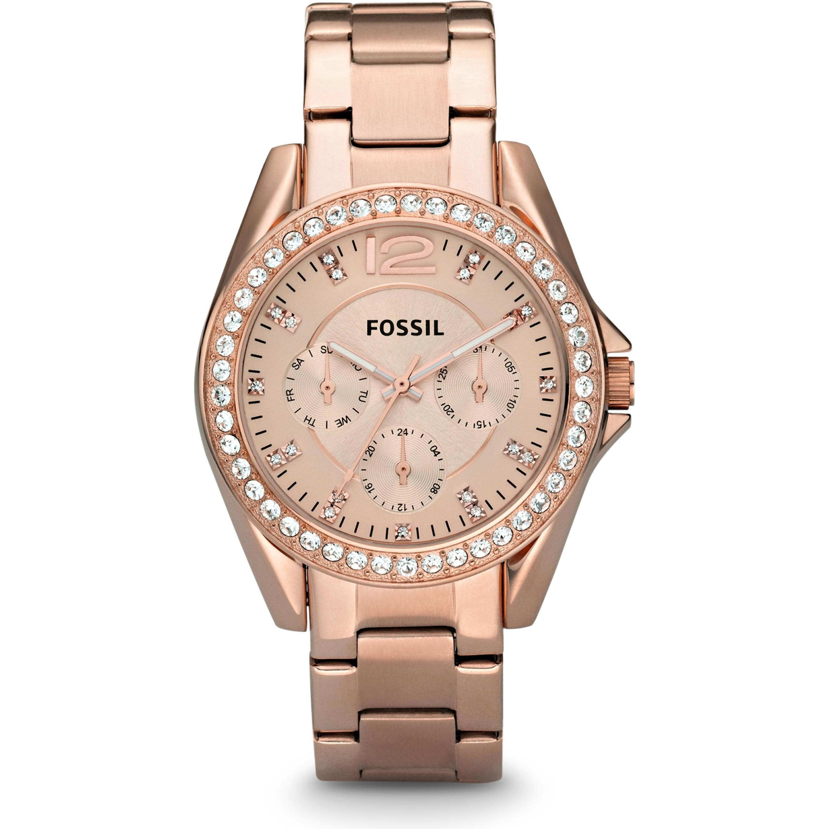 Fossil, Armbanduhr, Riley, Rosa, (Analoguhr, Chronograph, 38 mm)