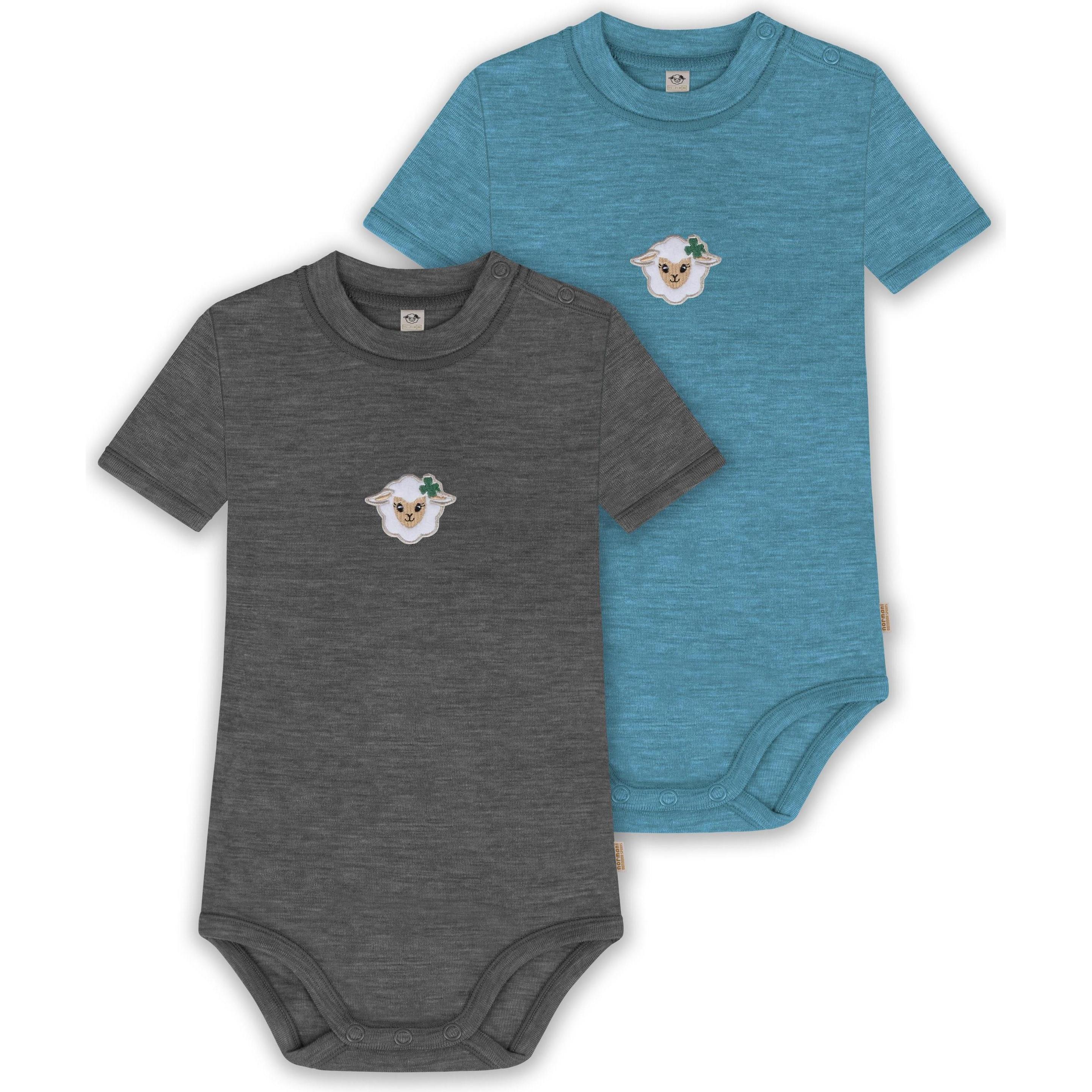 Thumbnail - Normani, Herren, Body, 2er Set Baby Merino Kurzarmbody „Tihoi" - 9321, Blau, (92)