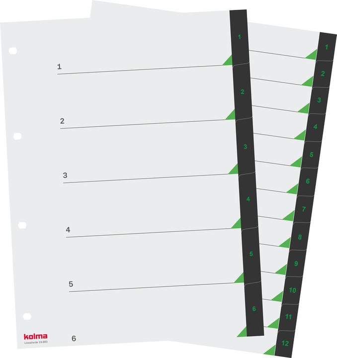 Image du produit Kolma Intercalaire LineaVerde A4 recyclé 1-6 6 pièces noir