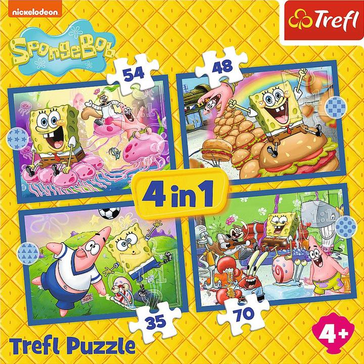 Trefl 4 in 1 Puzzle 35, 48, 54, 70 Teile – Sponge Bob (70 Teile)