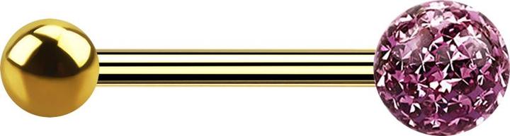 Produktbild Star Piercing Barbell vergoldet mit Kugel und Kristallkugel hellviolett Epoxy Schutzschicht (ohne Messing, Titan)