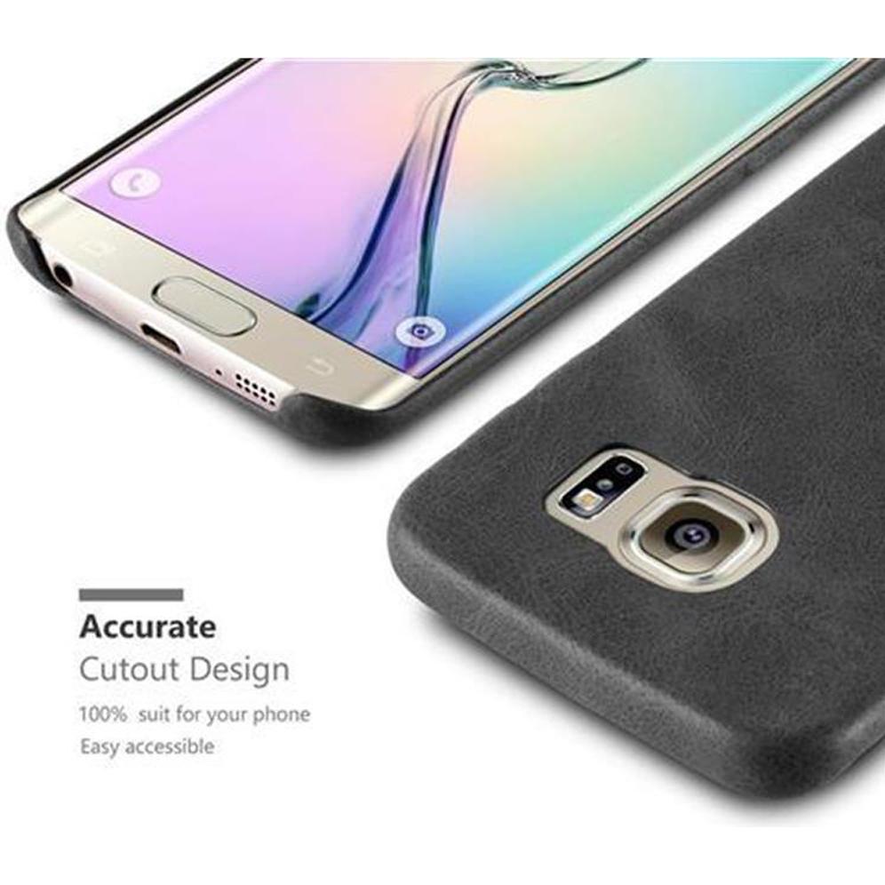 Thumbnail - Cadorabo Hard Cover Kunstleder mit Struktur (Samsung Galaxy S6 Edge), Smartphone Hülle, Schwarz