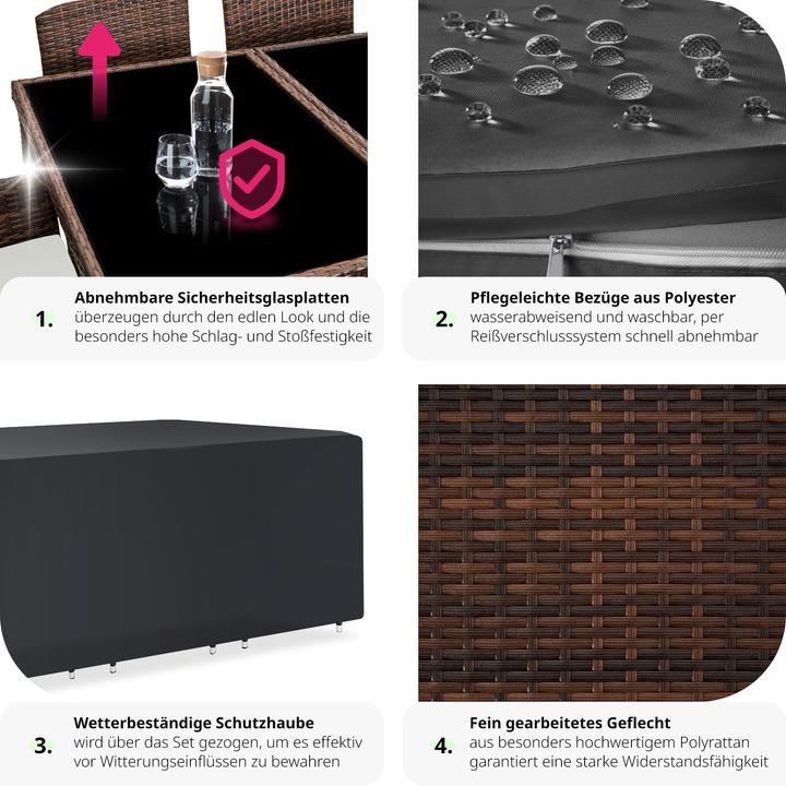 Produktbild tectake Rattan Sitzgruppe Monaco mit Schutzhülle