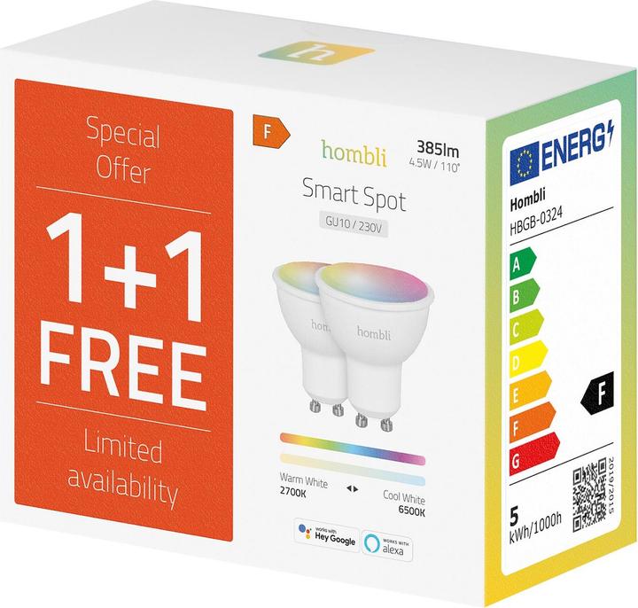 Produktbild Hombli Smart Spot (GU10, 5 W, 350 lm, 2 x, F)