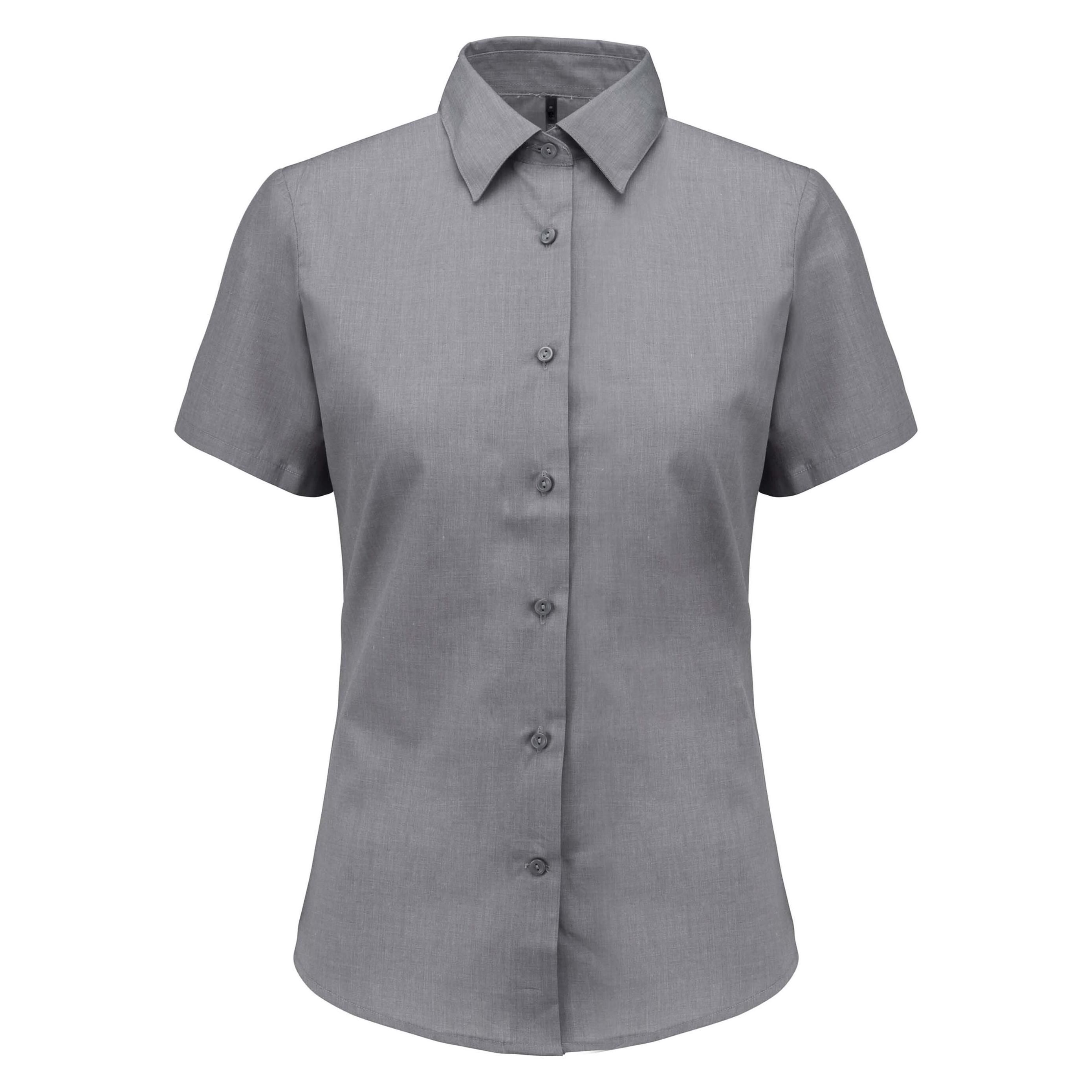 Kariban, Damen, Hemden, Hemd Kurze ärmel Judith, Grau, (4XL)