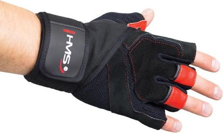 Actual product image HMS Schwarz/Rote rS Gym Handschuhe (S)