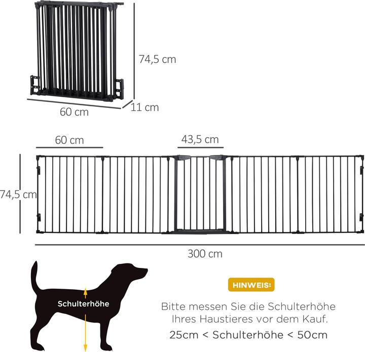 Immagine prodotto PawHut Absperrgitter Stahl, Kunststoff Schwarz
